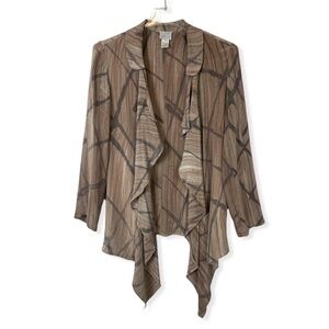 Kay Chapman Beige Oversized 100% Silk Art To Wear Lagenlook Cardigan Size Medium